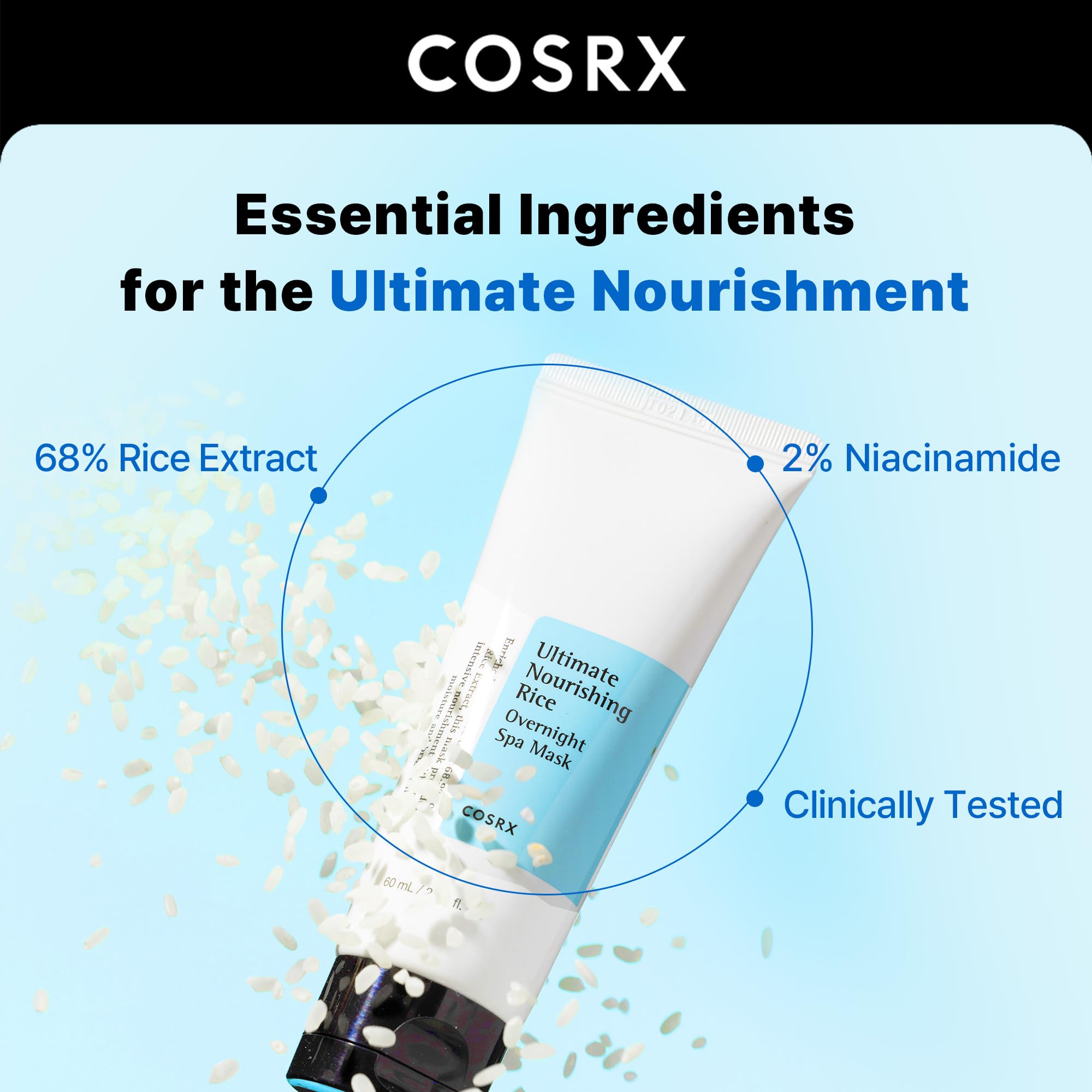 COSRX Ultimate Nourishing Rice Overnight Spa Mask 60ml - GlossyGlams