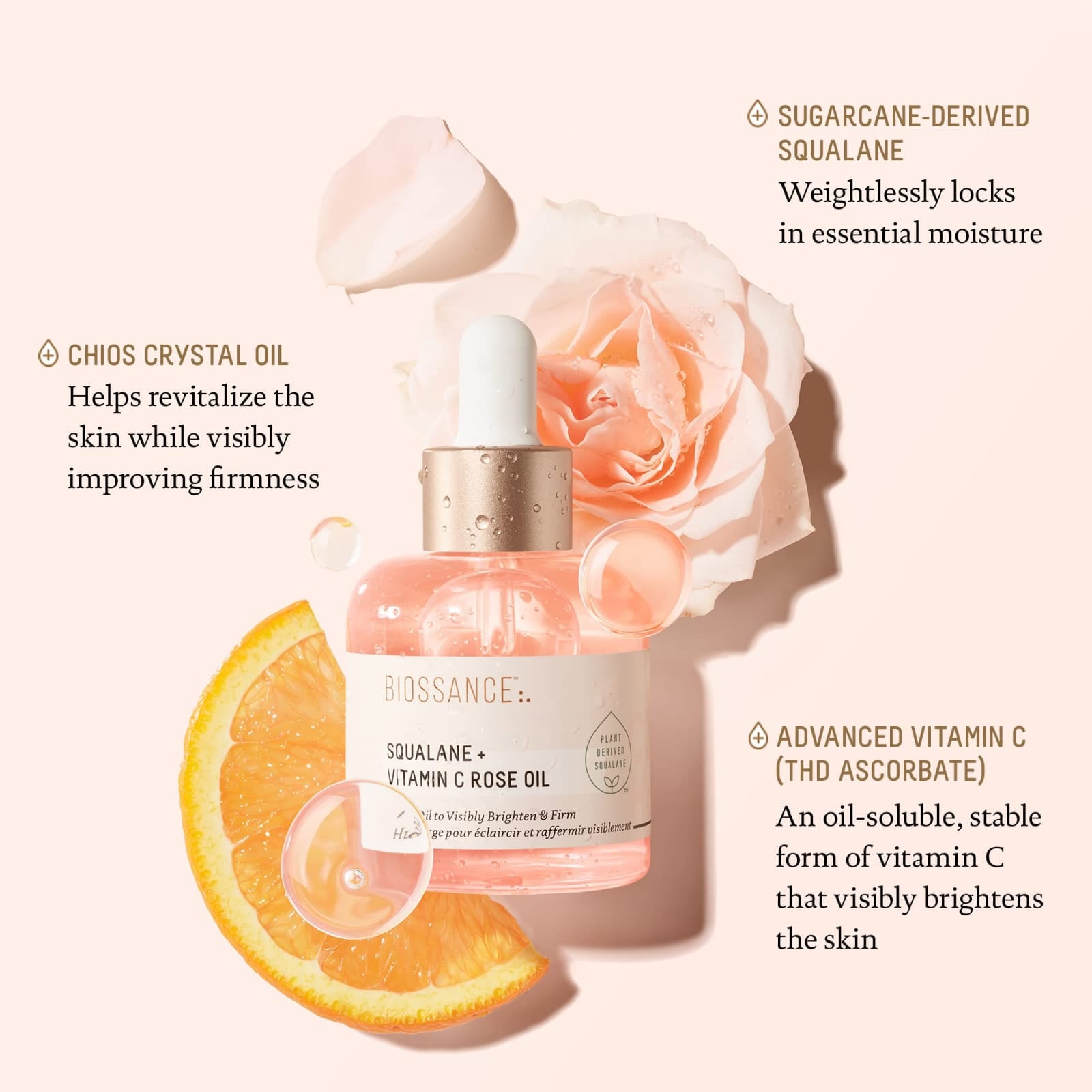 Biossance Squalane + Vitamin C Rose Oil 30ml