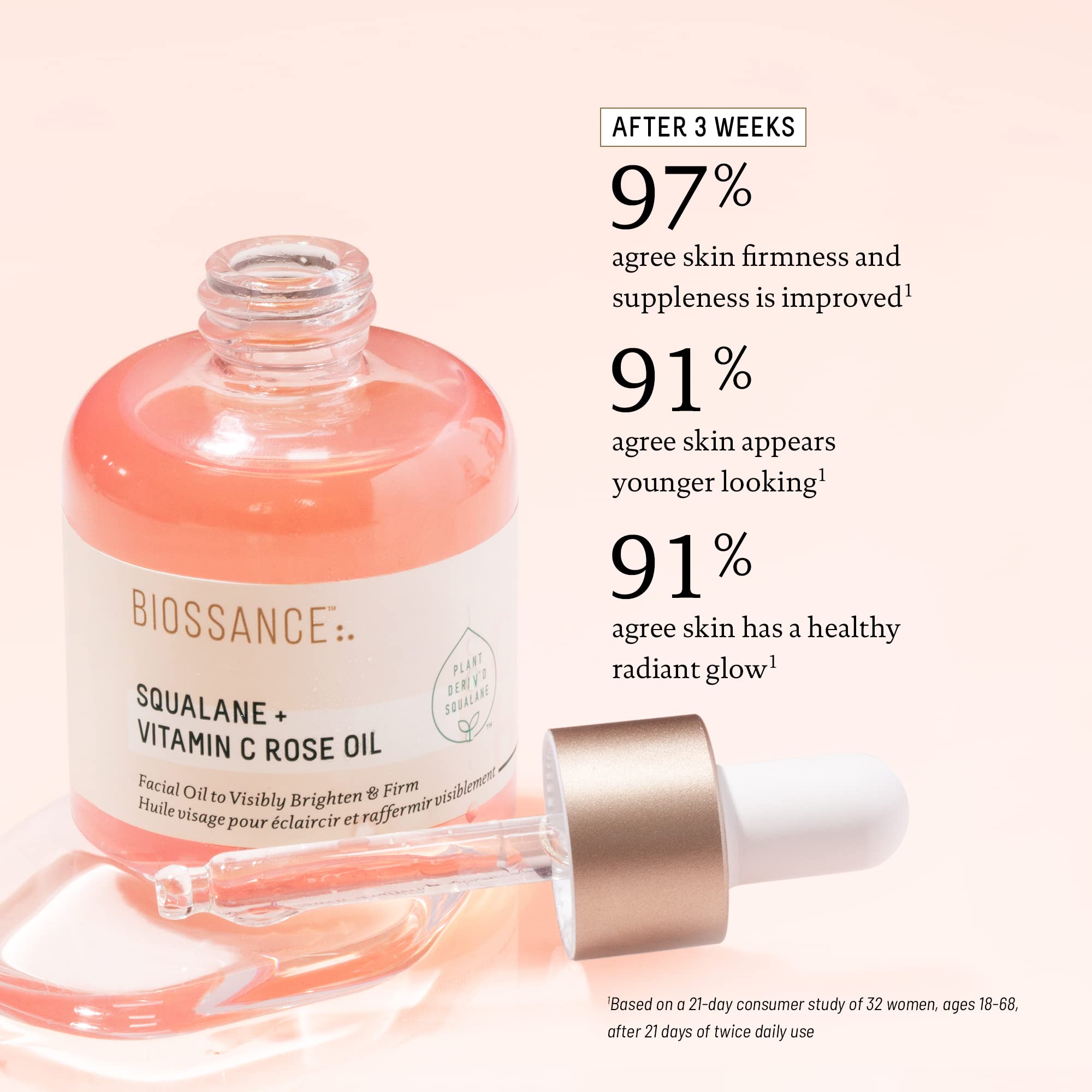 Biossance Squalane + Vitamin C Rose Oil 30ml