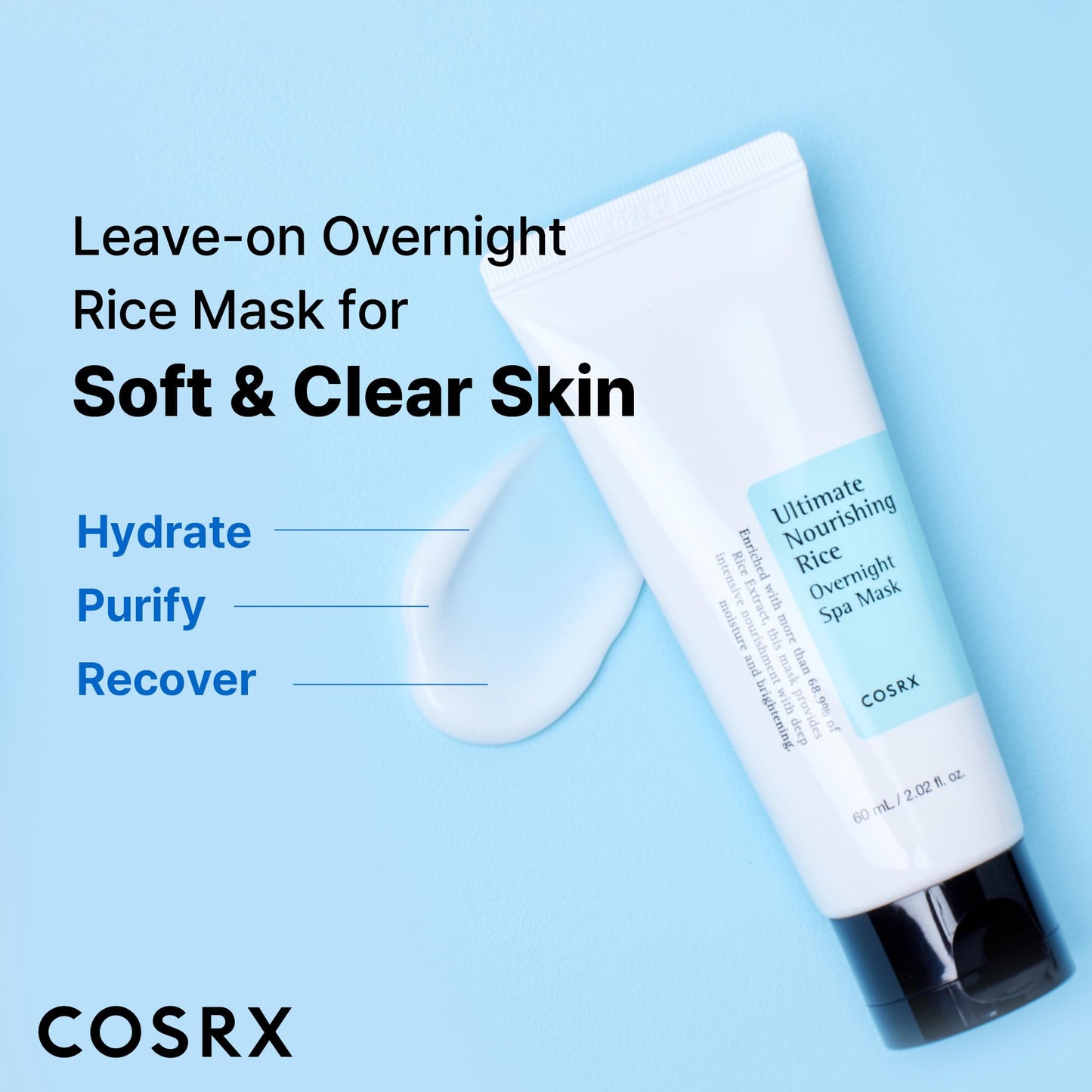 COSRX Ultimate Nourishing Rice Overnight Spa Mask 60ml - GlossyGlams