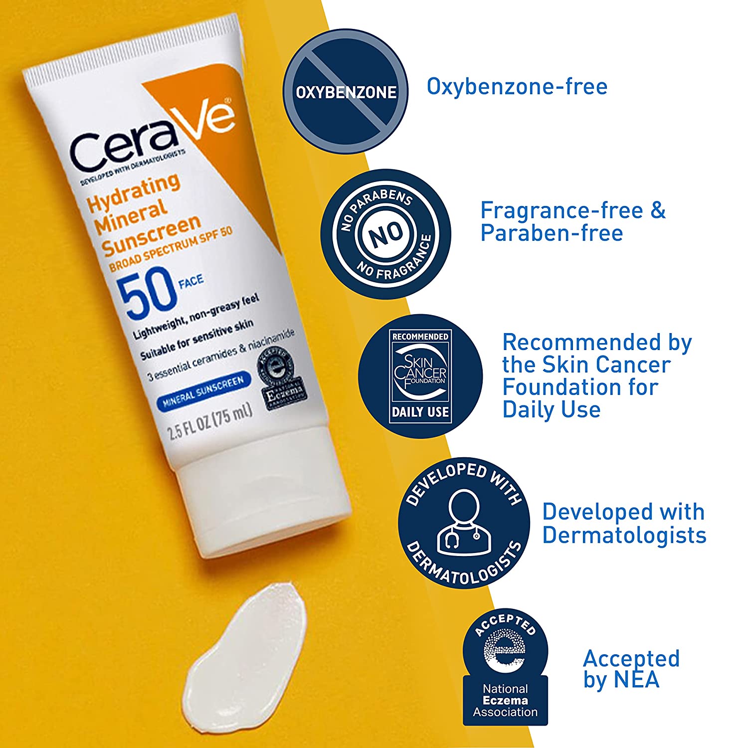 CeraVe Hydrating Mineral Sunscreen SPF 50 Face Lotion 75ml