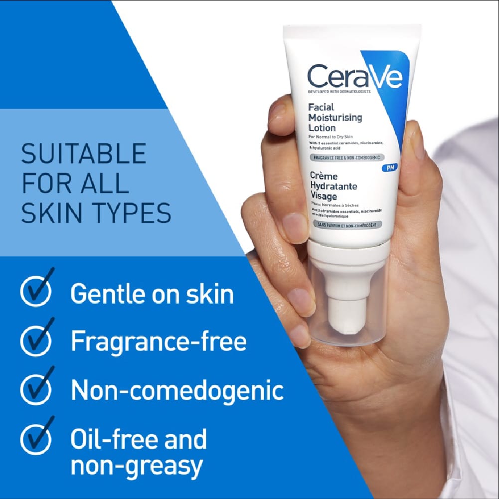 CeraVe PM Facial Moisturizing Lotion For Normal To Dry Skin 52ml