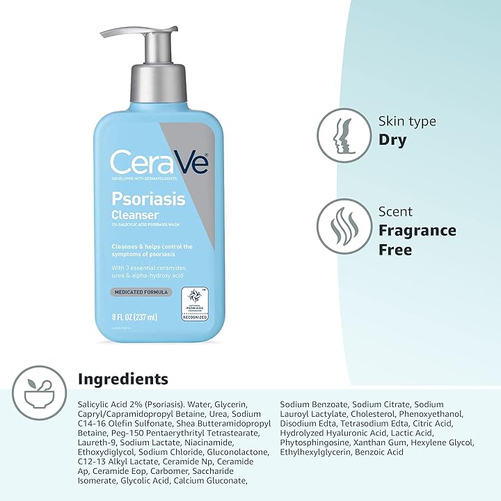 CeraVe Psoriasis Cleanser 2% Salicylic Acid Psoriasis Wash 237ml