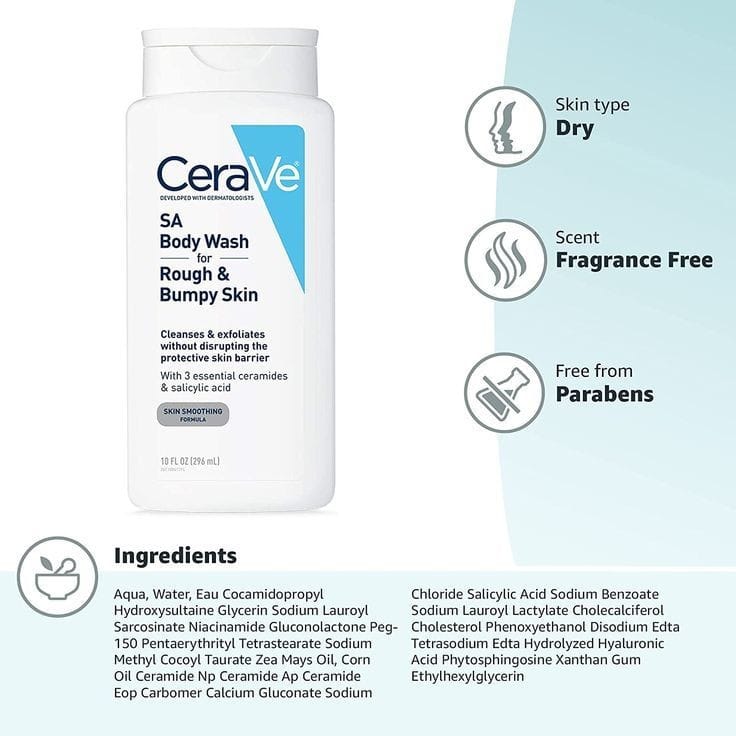 CeraVe SA Body Wash for Rough & Bumpy Skin 296ml