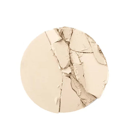 Compact beige powder on a white background
