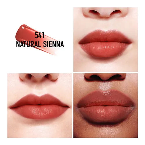 Lipstick shade 541 Natural Sienna on lips of different skin tones.