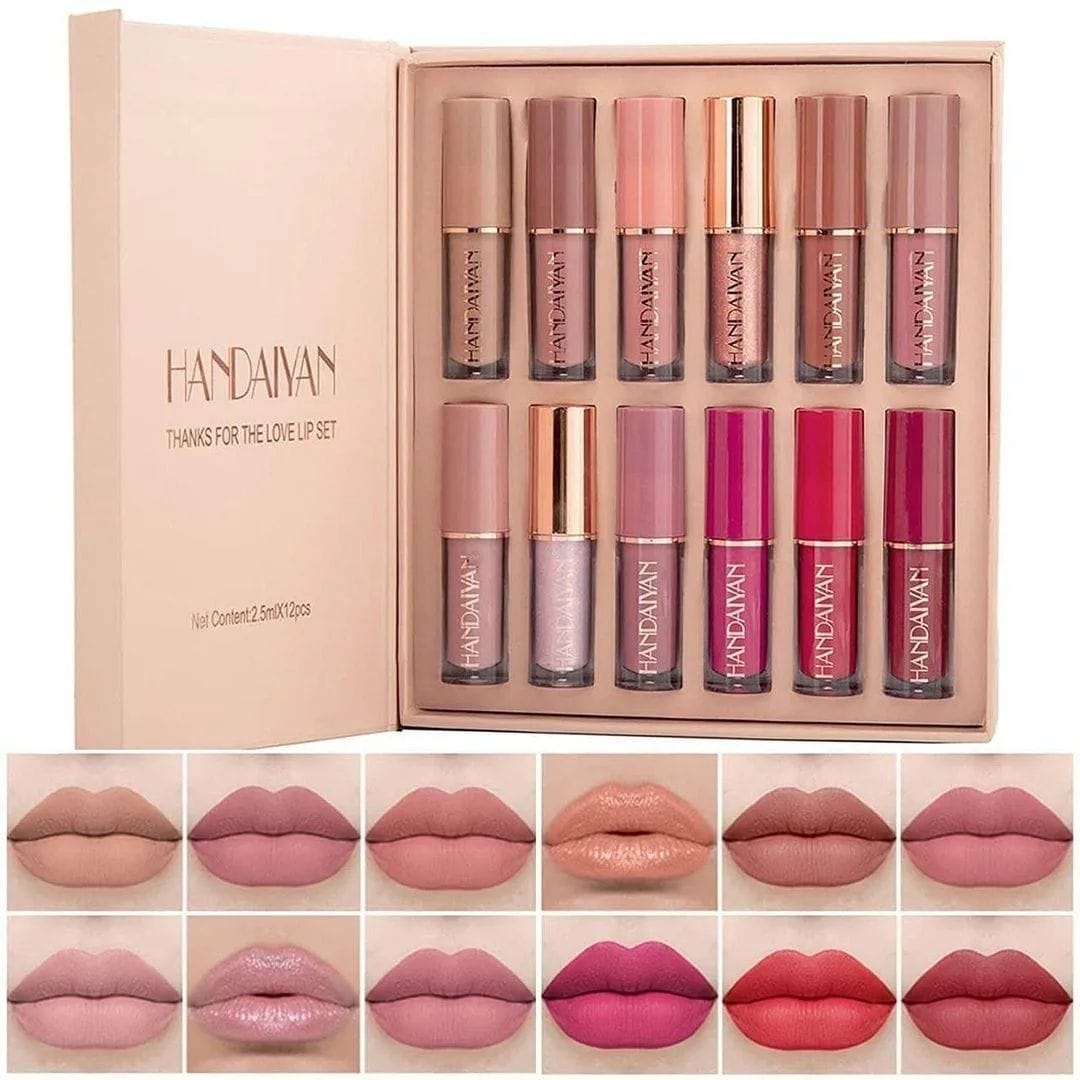 Handaiyan 12-Piece Lip Gloss & Matte Lipstick Set