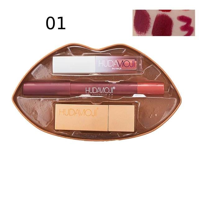 Hudamoji 3 In 1 Lip Set