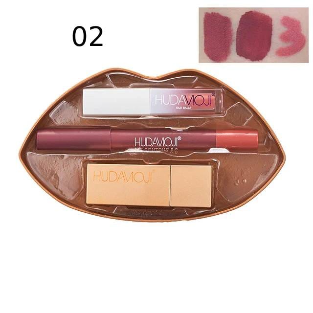 Hudamoji 3 In 1 Lip Set