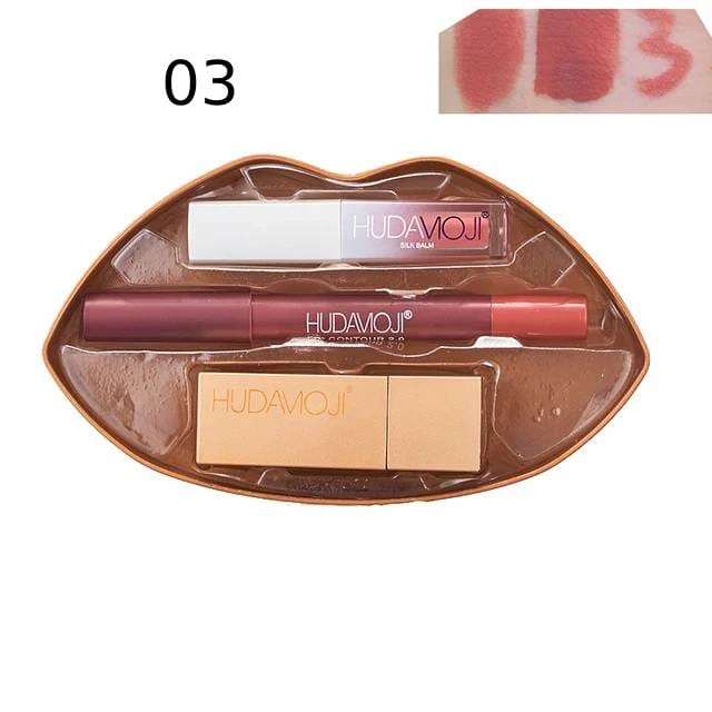 Hudamoji 3 In 1 Lip Set