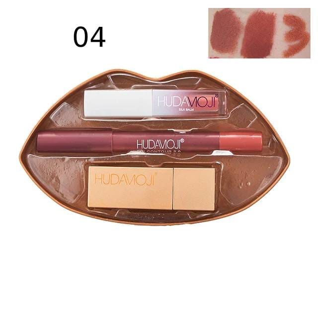 Hudamoji 3 In 1 Lip Set