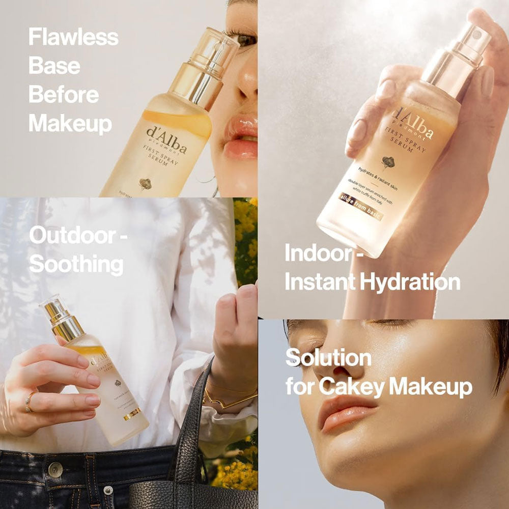 Product packaging with text describing its uses for makeup application.