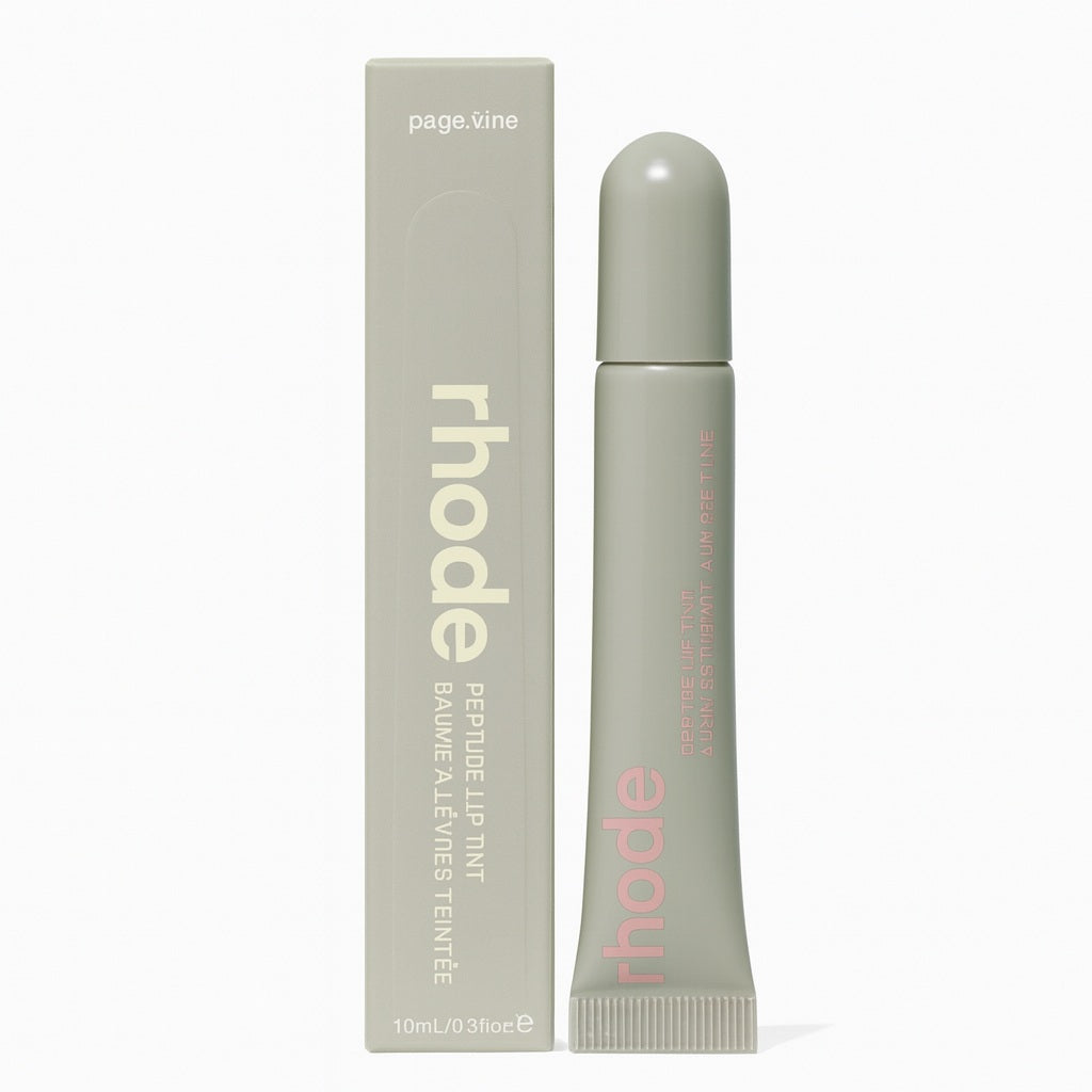 Lip balm with packaging labeled 'rhode' on a white background