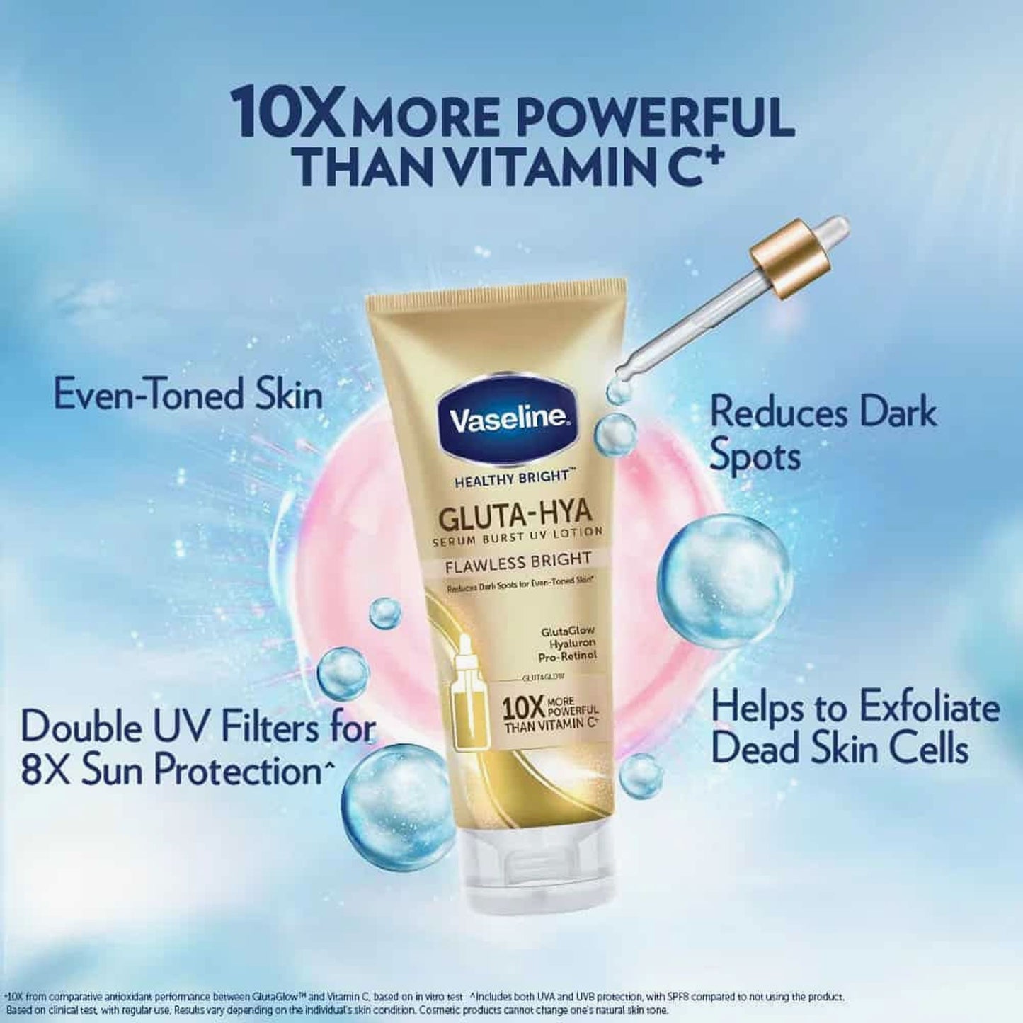 Vaseline Gluta-Hya Serum Burst UV Lotion Flawless Bright 330ml