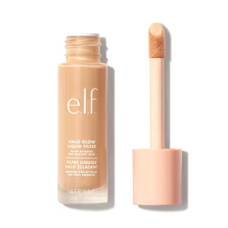 e.l.f. Halo Glow Liquid Filter with applicator on a white background